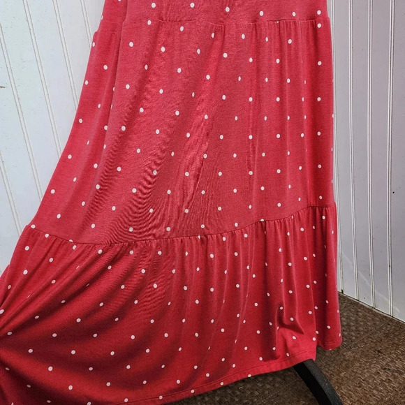 Old Navy Coral Polka Dot Pink Maxi Dress Sleeveless Dress Halter Keyhole Rayon S - Picture 5 of 14